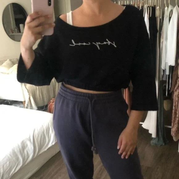 Free People FP Movement Gym Cropped Stay Cool Sweatshirt in Black L - Picture 2 of 8